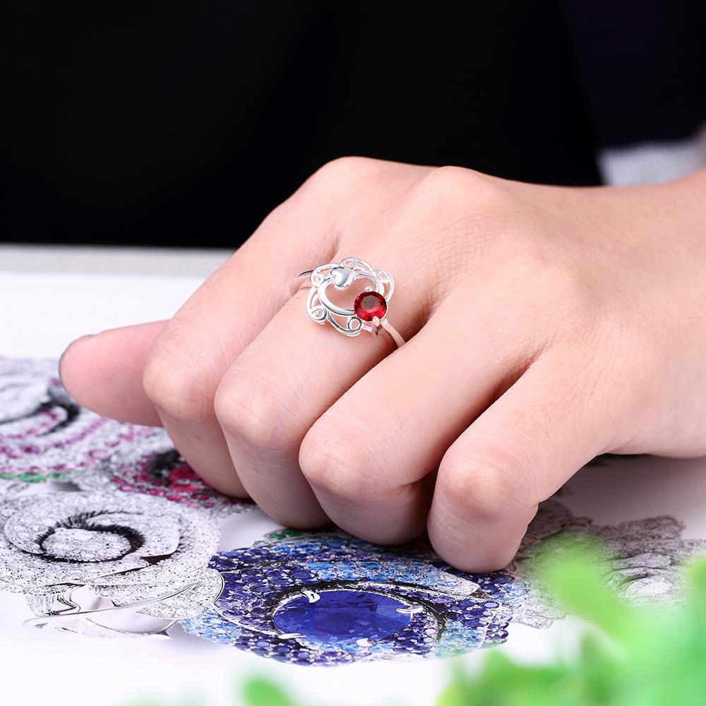 Wholesale Romantic Classical Female AAA Crystal red Zircon Stone Ring Silver color Finger Ring Promise Engagement Rings for Women TGSPR546 4
