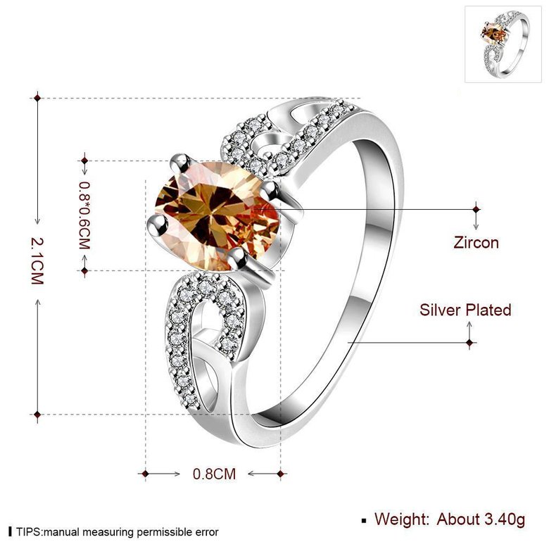 Wholesale Fashion jewelry from China Romantic Classical champagne Zircon Ring Silver color Finger ring Promise Engagement Rings for Women TGSPR564 0
