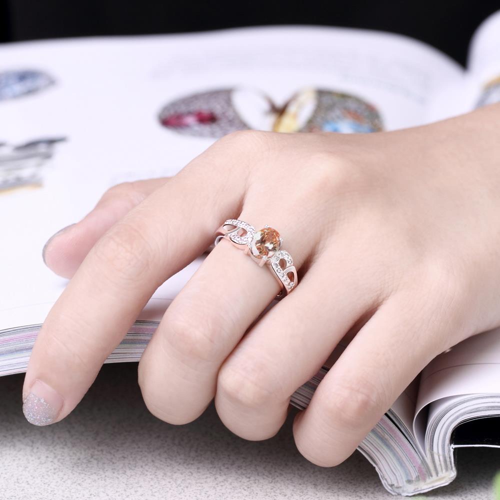 Wholesale Fashion jewelry from China Romantic Classical champagne Zircon Ring Silver color Finger ring Promise Engagement Rings for Women TGSPR564 4