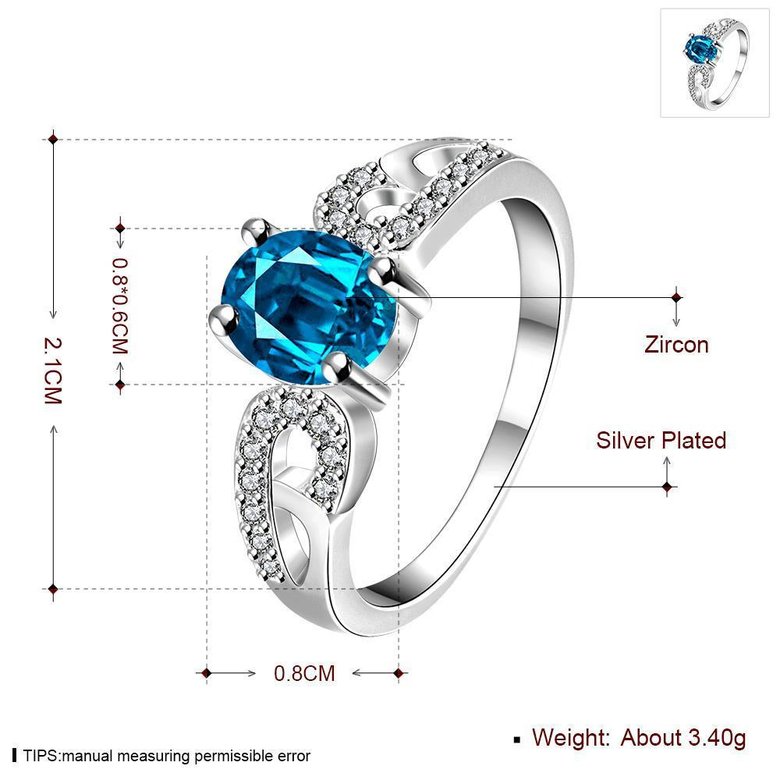 Wholesale Fashion jewelry from China Romantic Classical blue Zircon Ring Silver color Finger ring Promise Engagement Rings for Women TGSPR566 1