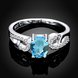 Wholesale Fashion jewelry from China Romantic Classical blue Zircon Ring Silver color Finger ring Promise Engagement Rings for Women TGSPR566 2 small