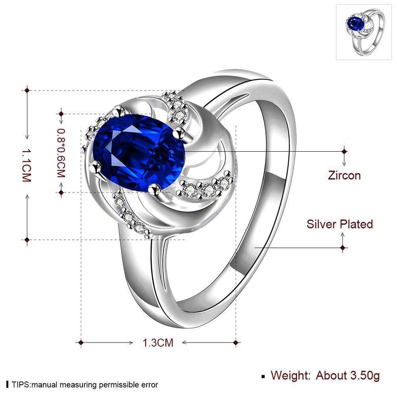 Wholesale Fashion jewelry from China Romantic Classical blue Zircon Ring Silver color Finger jewelry Promise Engagement Rings for Women TGSPR572 0