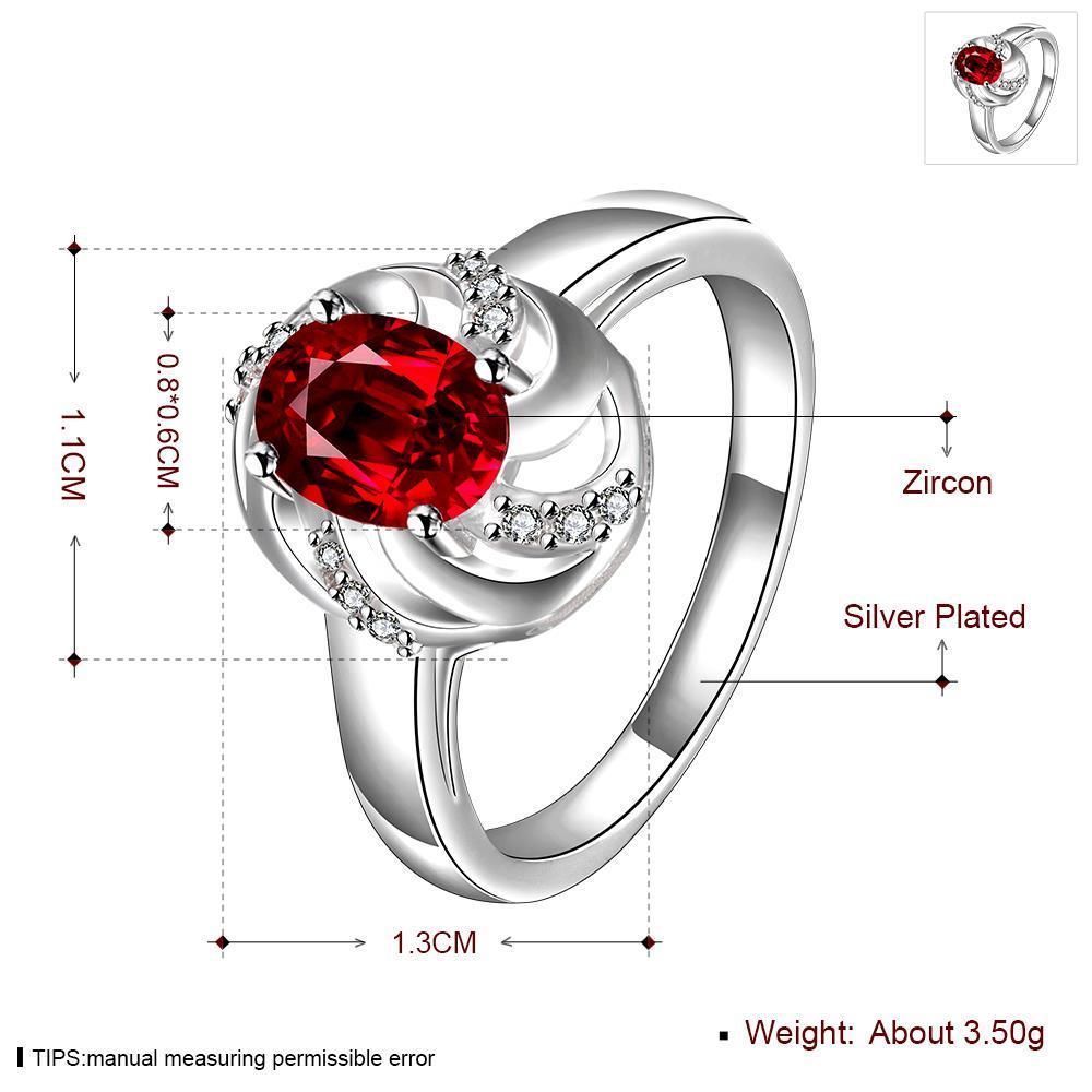 Wholesale jewelry from China Romantic Classical red Zircon Ring Silver Finger jewelry party Promise Engagement Rings for Women TGSPR577 0