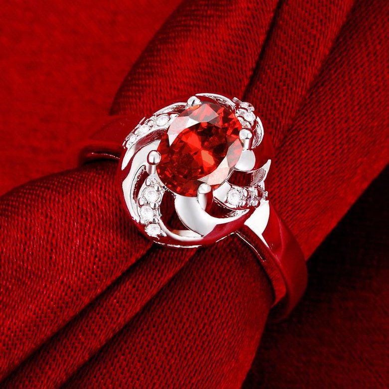 Wholesale jewelry from China Romantic Classical red Zircon Ring Silver Finger jewelry party Promise Engagement Rings for Women TGSPR577 3