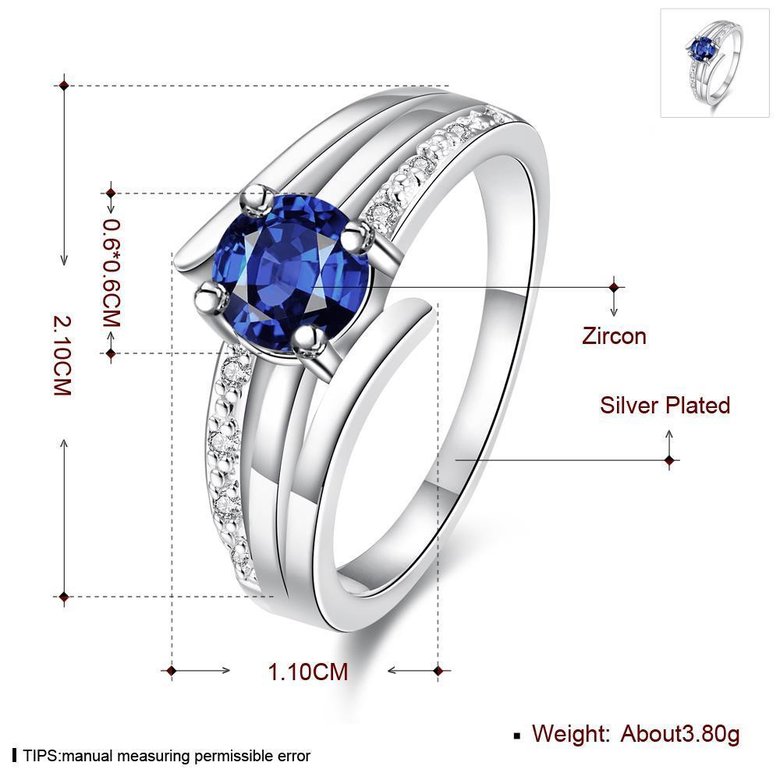 Wholesale jewelry from China Romantic Classical blue Zircon Ring Silver Finger jewelry party Promise Engagement Rings for Women TGSPR598 0
