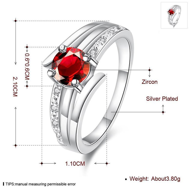 Wholesale jewelry from China Romantic Classical red Zircon Ring Silver Finger jewelry party Promise Engagement Rings for Women TGSPR600 0