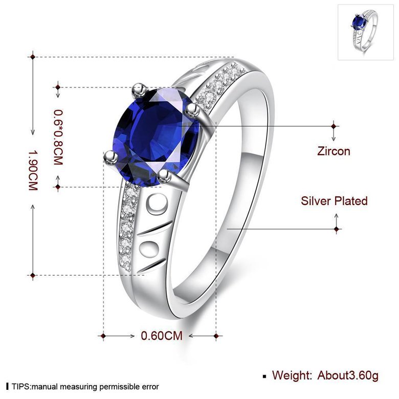 Wholesale rings from China for Lady Promotion Romantic oval Shiny blue Zircon Banquet Holiday Party Christmas wedding jewelry TGSPR617 0