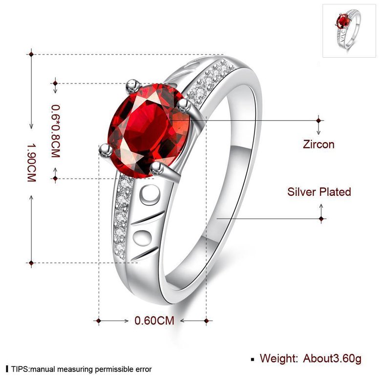 Wholesale Fashion jewelry from China Romantic Classical red Zircon Silver color Finger jewelry Promise Engagement party Rings for Women TGSPR620 0