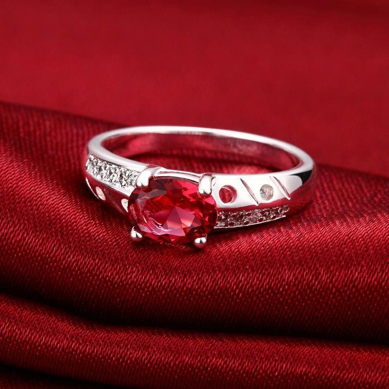 Wholesale Fashion jewelry from China Romantic Classical red Zircon Silver color Finger jewelry Promise Engagement party Rings for Women TGSPR620 2