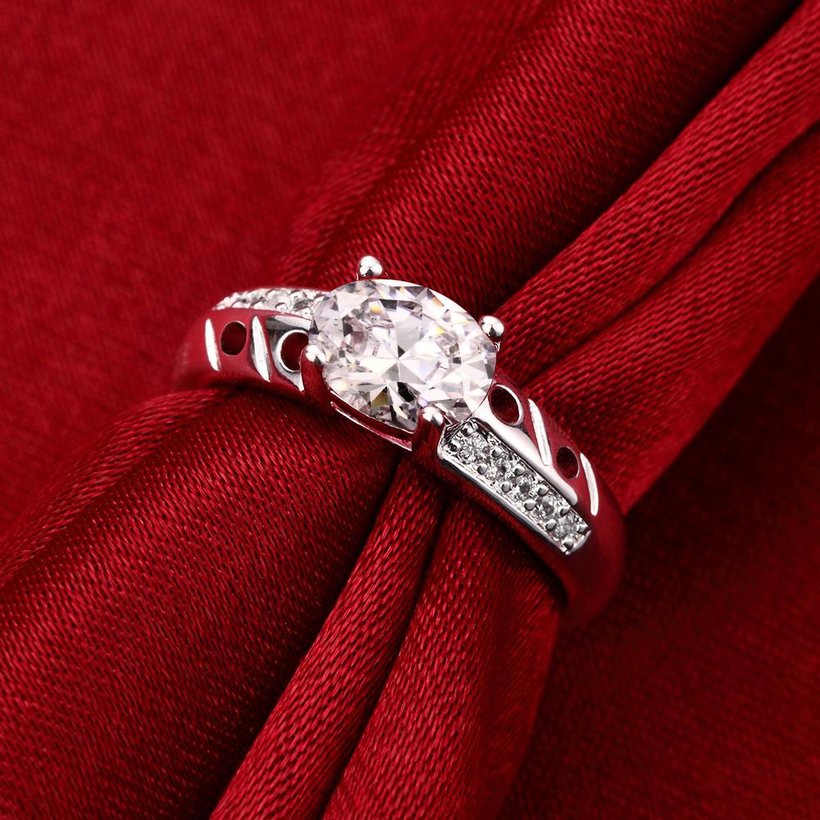Wholesale Fashion jewelry from China Romantic Classical white Zircon Silver color Finger jewelry Promise Engagement party Rings for Women TGSPR626 3
