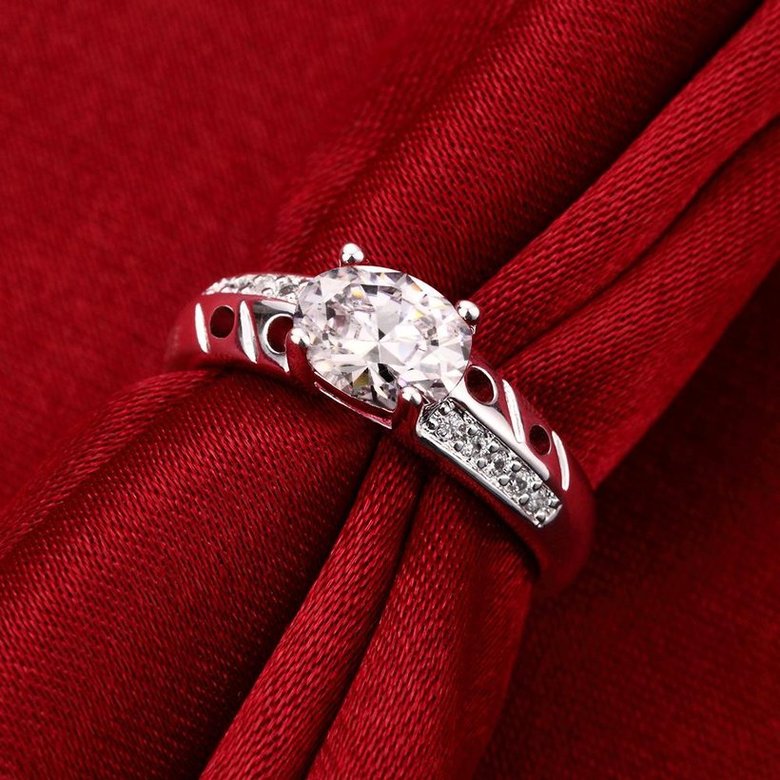 Wholesale Fashion jewelry from China Romantic Classical white Zircon Silver color Finger jewelry Promise Engagement party Rings for Women TGSPR626 3