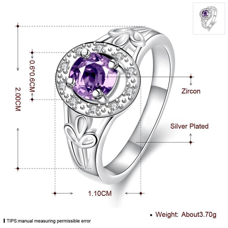 Wholesale Fashion jewelry from China Romantic Classical purple Zircon Silver color Finger jewelry Promise Engagement party Rings for Women TGSPR633 0