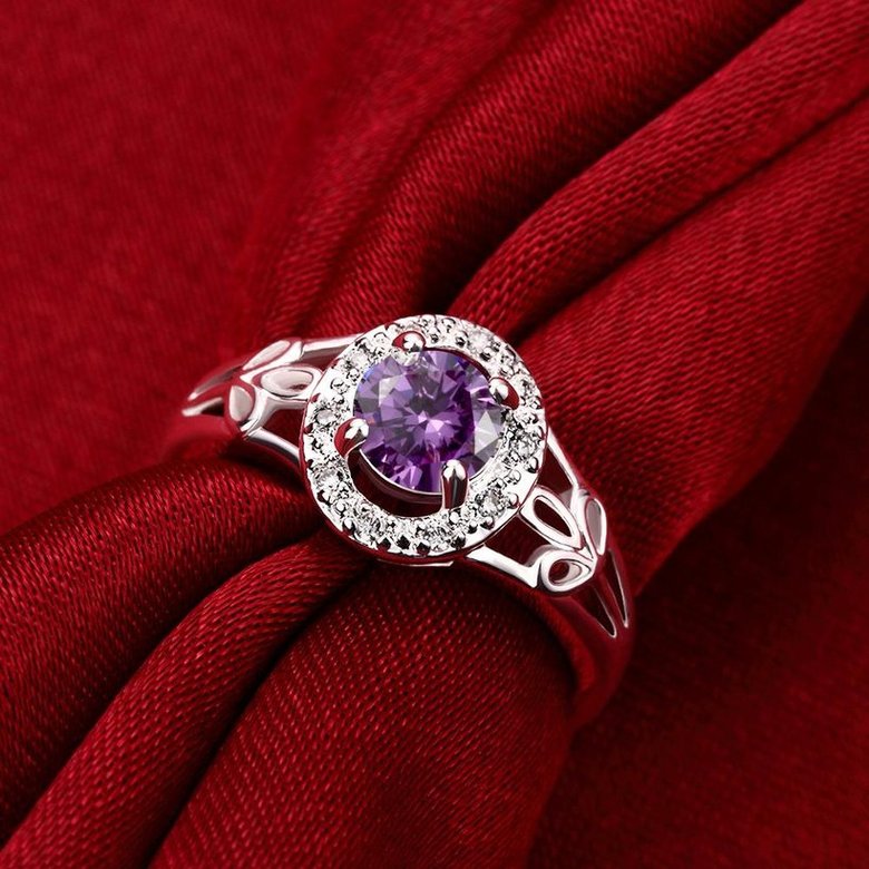 Wholesale Fashion jewelry from China Romantic Classical purple Zircon Silver color Finger jewelry Promise Engagement party Rings for Women TGSPR633 3