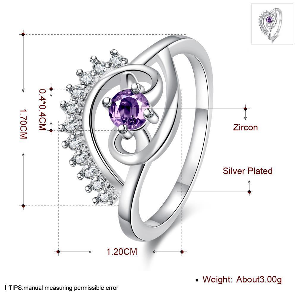 Wholesale Cute Female Girls purple Round Wedding Ring Silver Color CZ Stone Ring Promise Engagement Rings party For Women TGSPR644 0