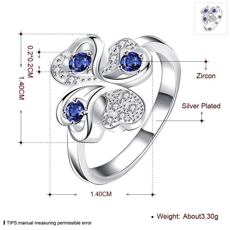 Wholesale trendy rings from China for Lady Romantic Shiny butterfly blue Zircon Banquet Holiday Party Christmas wedding jewelry TGSPR664 0