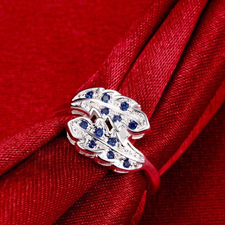 Wholesale Fashion Leaf Rings For Women Girls blue zircon Knuckle Ring Engagement Wedding Party Jewelry TGSPR697 3