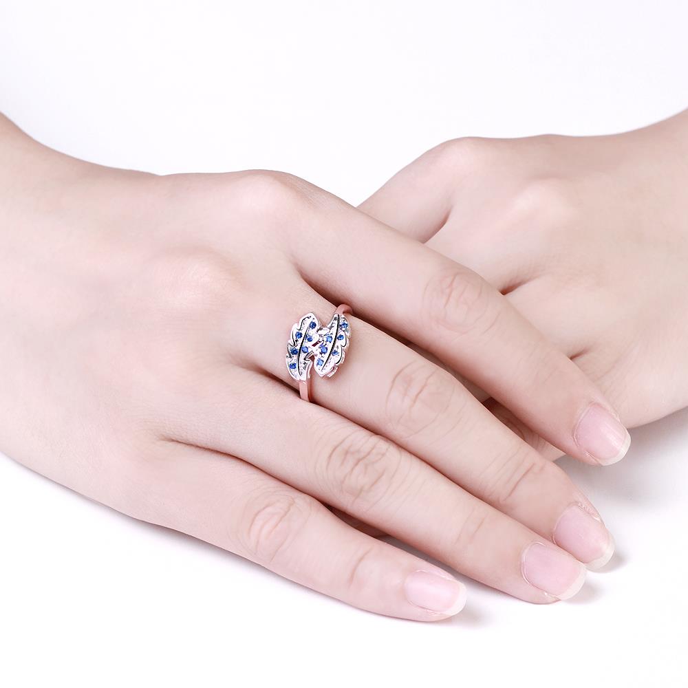 Wholesale Fashion Leaf Rings For Women Girls blue zircon Knuckle Ring Engagement Wedding Party Jewelry TGSPR697 4