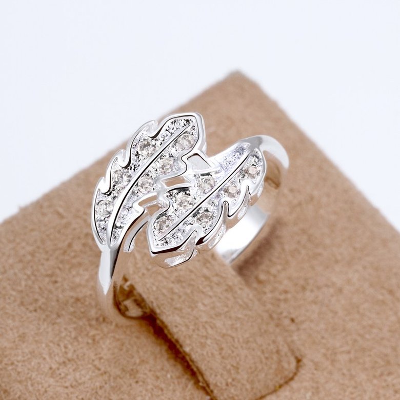 Wholesale Fashion Leaf Rings For Women Girls white zircon Knuckle Ring Engagement Wedding Party Jewelry TGSPR703 2