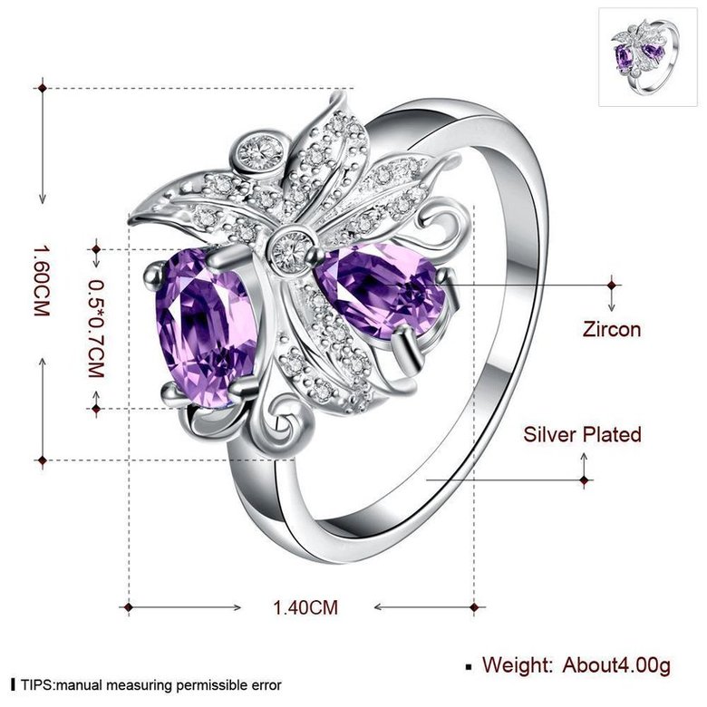 Wholesale Lingmei Beauty Bohemia style Wedding Band Silver Color Jewelry purple Zircon Women Ring Anniversary Gifts TGSPR035 0