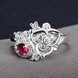 Wholesale Fashion jewelry from China Wedding Band Silver Color Jewelry red Zircon Women Ring Anniversary Gifts TGSPR048 1 small