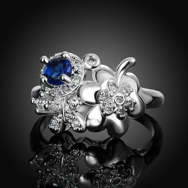 Wholesale Luxury Female Big Flower Ring Unique Style Blue Engagement Ring Vintage Wedding Rings For Women TGSPR078 1