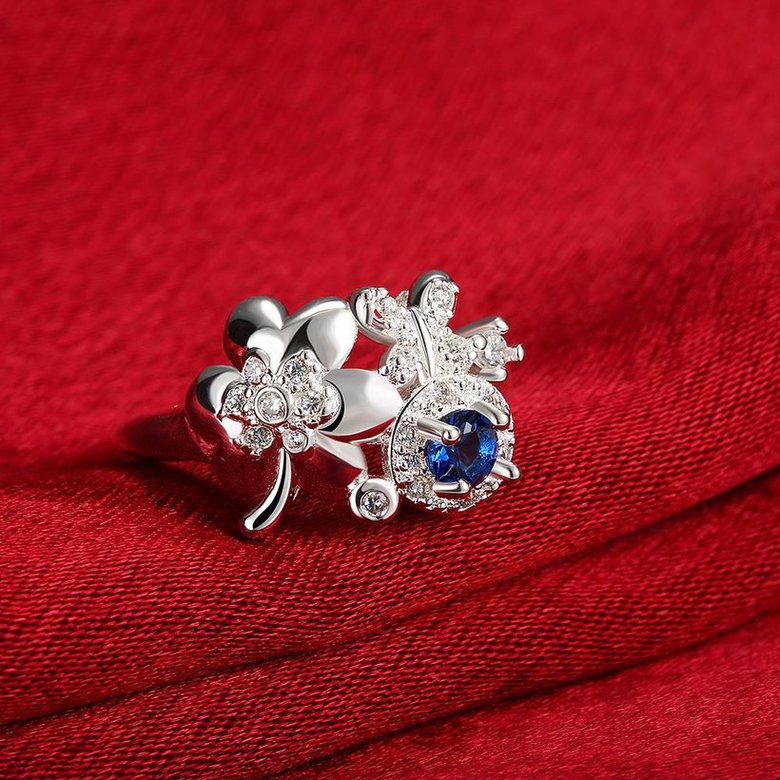 Wholesale Luxury Female Big Flower Ring Unique Style Blue Engagement Ring Vintage Wedding Rings For Women TGSPR078 2