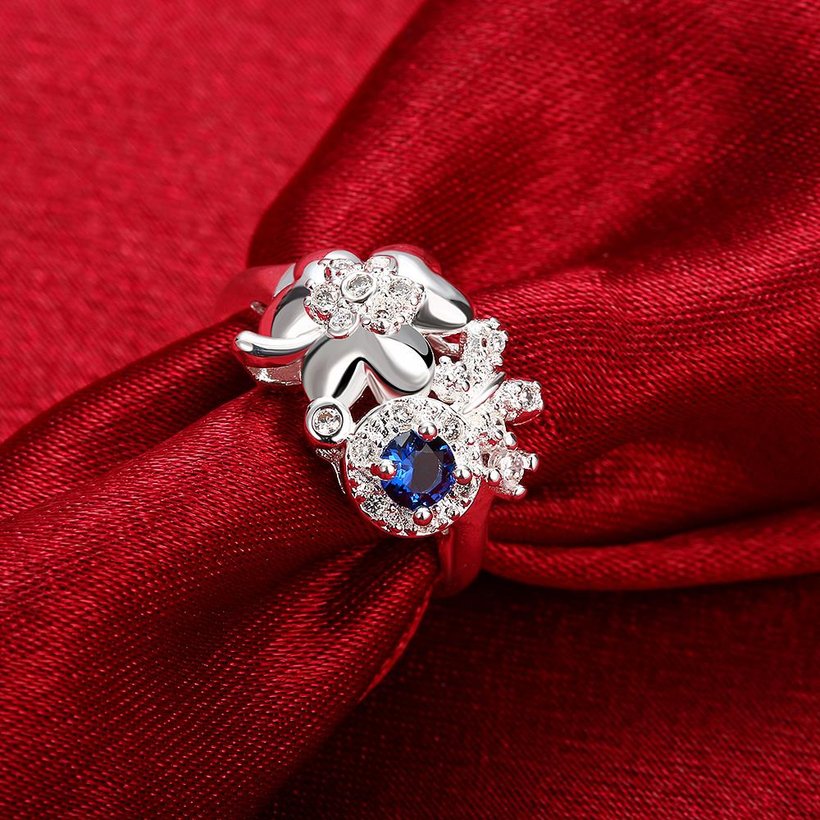 Wholesale Luxury Female Big Flower Ring Unique Style Blue Engagement Ring Vintage Wedding Rings For Women TGSPR078 4