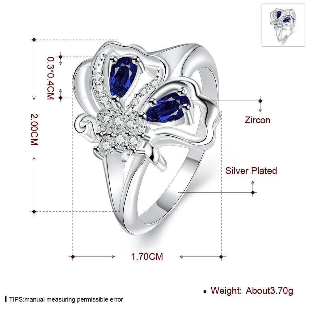 Wholesale Popular creative personality butterfly style Blue CZ Ring 925 Sterling Silver Jewelry Wedding Party Christmas Gift TGSPR004 1