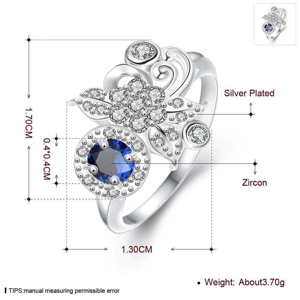 Wholesale rings from China for Lady Promotion Shiny blue Zircon Banquet Holiday Party Christmas wedding Ring TGSPR097 4