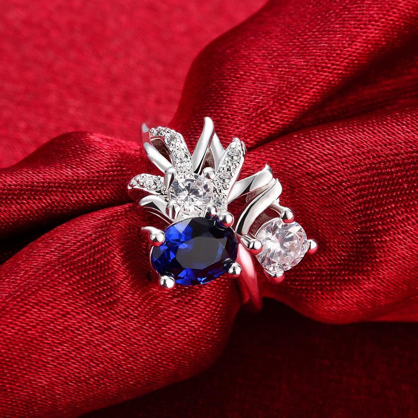 Wholesale rings from China for Lady Promotion Romantic Shiny blue Zircon Banquet Holiday Party Christmas wedding jewelry TGSPR105 3