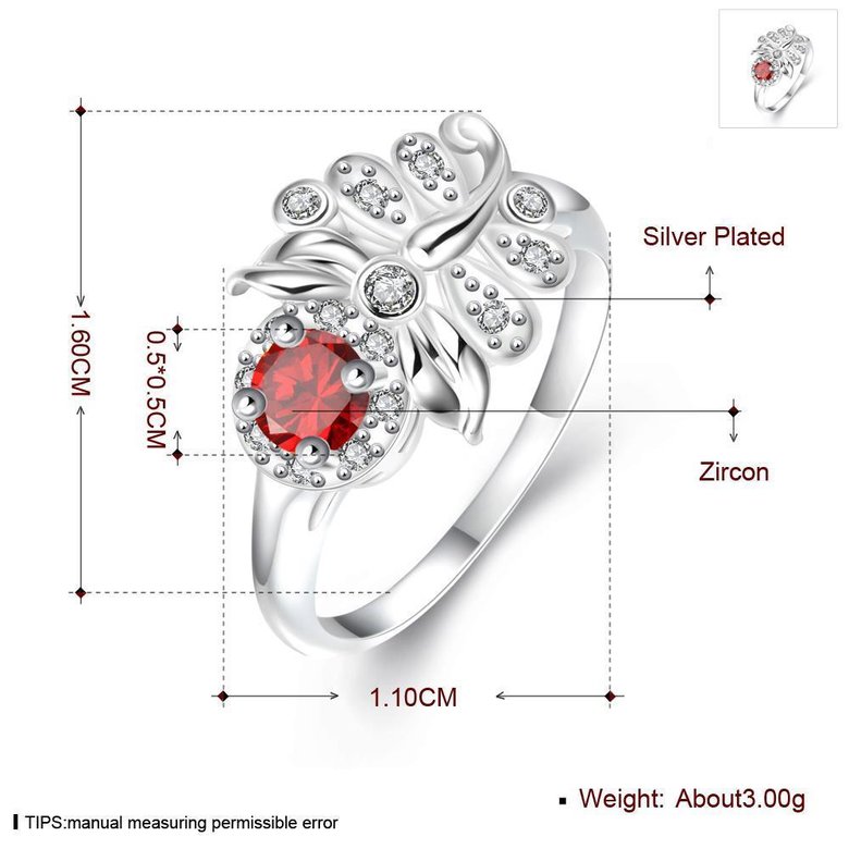 Wholesale Hot sale rings from China for Lady Promotion Shiny red Zircon dragonfly rings Banquet Holiday Party Christmas wedding jewelry TGSPR118 3