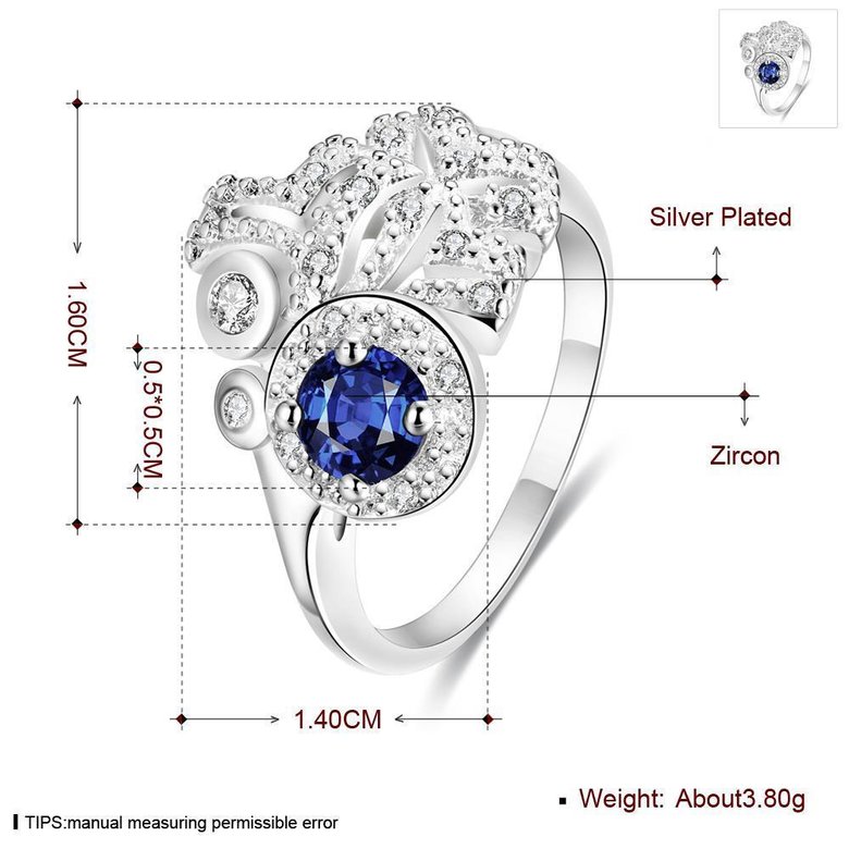 Wholesale rings from China for Lady Promotion Romantic Shiny blue Zircon Banquet Holiday Party Christmas wedding jewelry TGSPR130 4