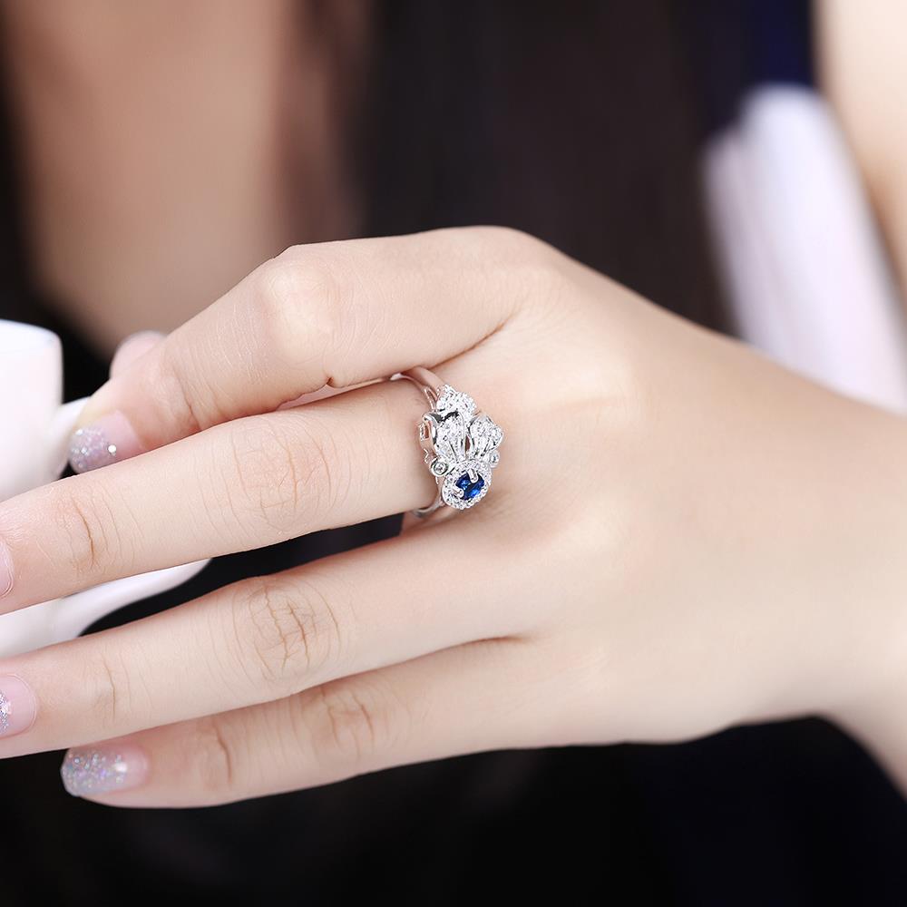 Wholesale rings from China for Lady Promotion Romantic Shiny blue Zircon Banquet Holiday Party Christmas wedding jewelry TGSPR151 4