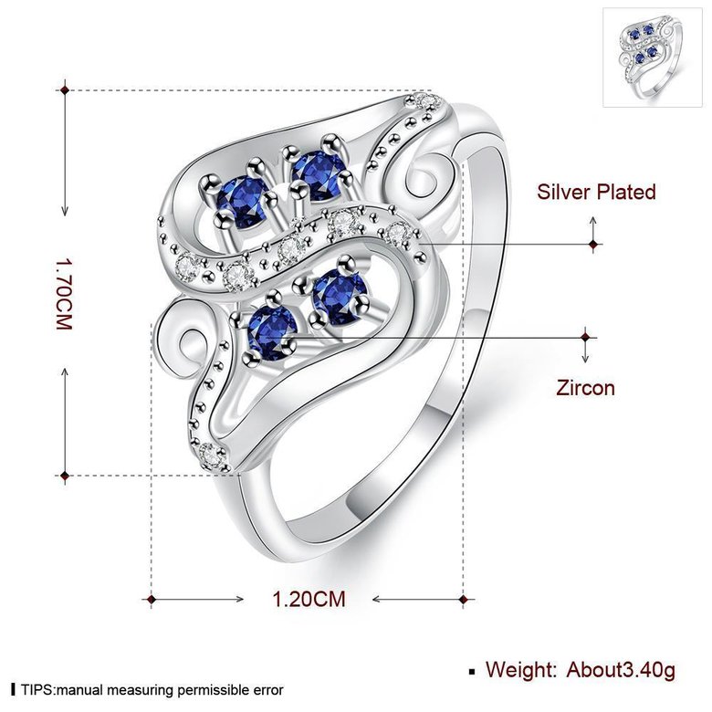 Wholesale trendy rings from China for Lady Promotion Romantic Shiny blue Zircon Banquet Holiday Party Christmas wedding jewelry TGSPR164 4