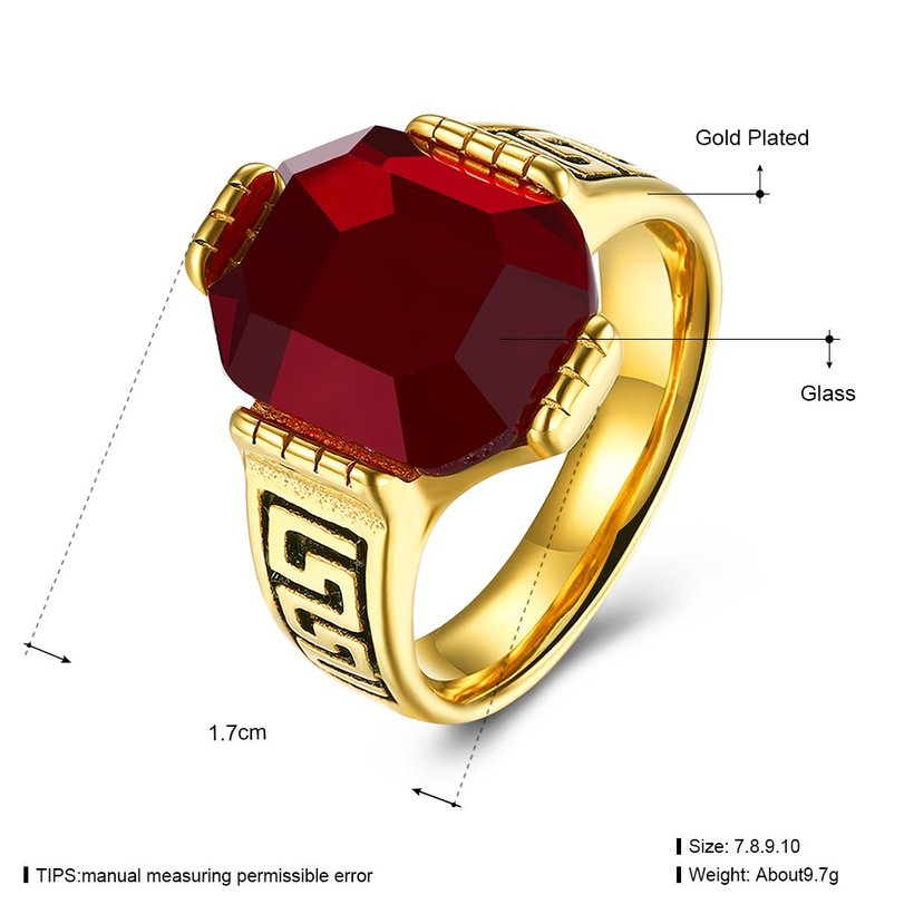 Wholesale Hot sale Euramerican Fashion Vintage big oval Red zircon Stone Signet Ring Men 18K Antique Gold Wedding Band jewelry  TGSTR131 4