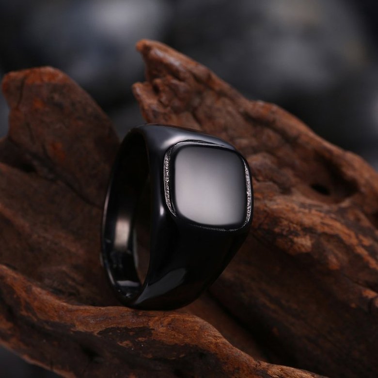 Wholesale Fashion vintage square Black Color Stainless Steel Mens Rings For Boy Friendship gift Jewelry Accessory TGSTR133 1