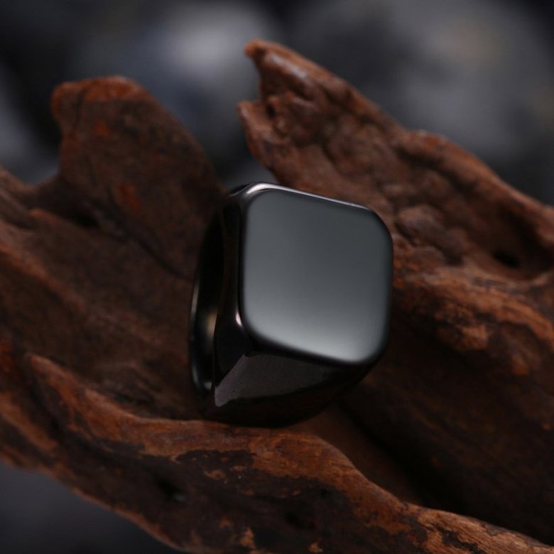 Wholesale Fashion vintage square Black Color Stainless Steel Mens Rings For Boy Friendship gift Jewelry Accessory TGSTR008 2