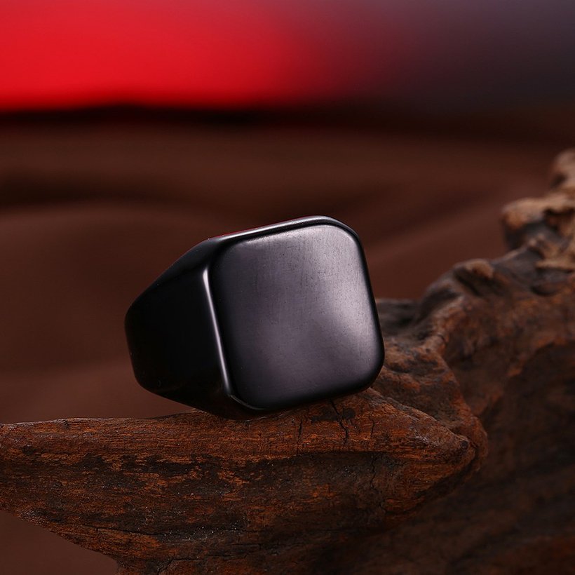 Wholesale Fashion vintage square Black Color Stainless Steel Mens Rings For Boy Friendship gift Jewelry Accessory TGSTR008 3