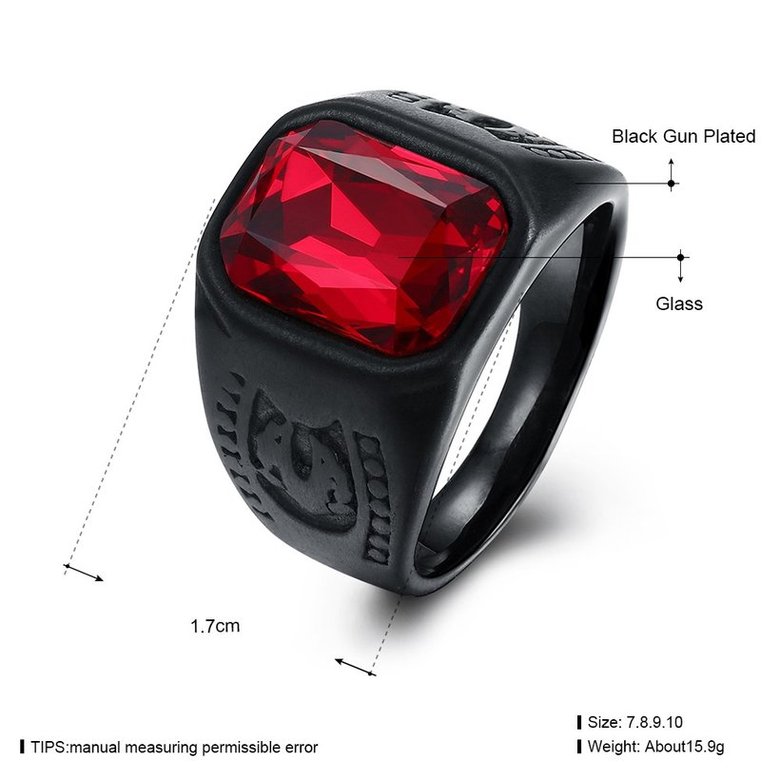 Wholesale Vintage Red Zircon Stone Black Finger Rings For Men Male Fashion Stainless Steel jewelry hot selling Charm Gift TGSTR004 4