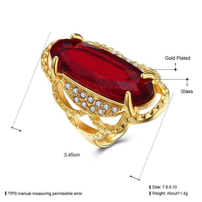 Wholesale Hot sale men Jewelry High polished gold tainless Steel Rings  Charm big oval red Rhinestone Best gift TGSTR005 4