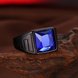 Wholesale Hot Sale vintage Fashion black Stainless steel Men's Signet Ring with big square blue Crystal Stone Rings Good Luck Jewelery TGSTR141 3 small