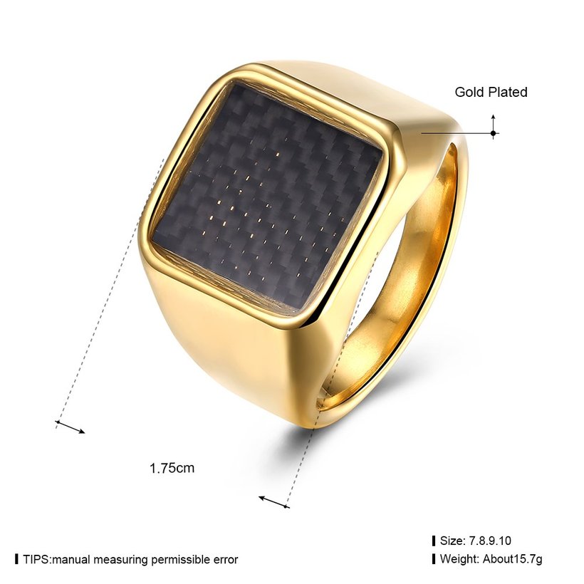 Wholesale Euramerican Trendy Square Weave pattern rings for men 18k gold color stainless steel jewelry cool party accessory TGSTR144 2