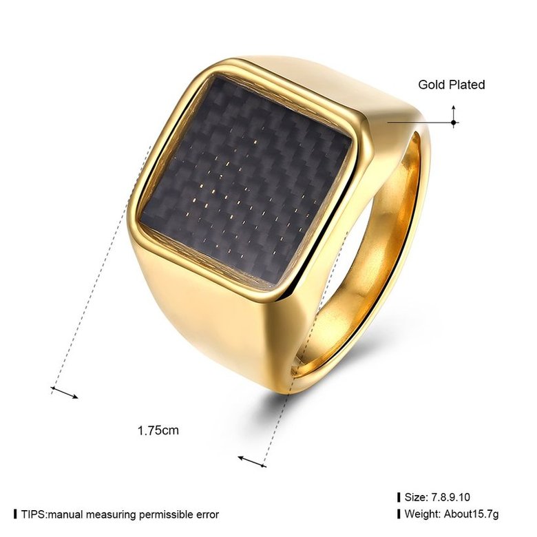 Wholesale Euramerican Trendy Square Weave pattern rings for men 18k gold color stainless steel jewelry cool party accessory TGSTR144 2
