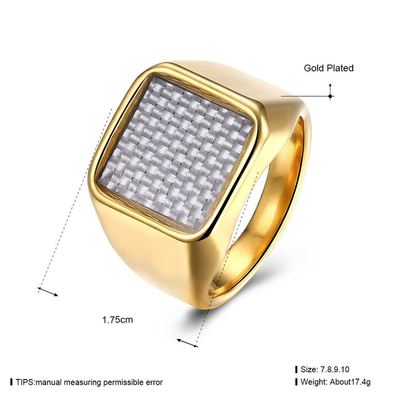 Wholesale Euramerican Trendy Square Weave pattern rings for men 18k gold color stainless steel jewelry cool party accessory TGSTR144 7