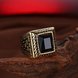 Wholesale Hot sale Euramerican Fashion Vintage Square big black zircon Stone Signet Ring Men 18K Antique Gold Wedding Band jewelry  TGSTR145 3 small