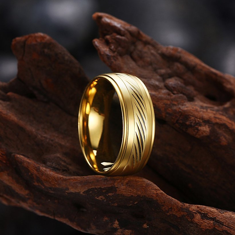 Wholesale Europe and America popular Wedding Rings For Man 24K gold Stainless Steel Engagement Jewelry Gifts TGSTR150 2