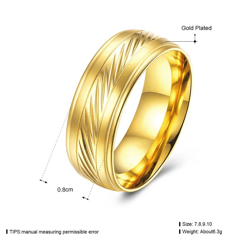 Wholesale Europe and America popular Wedding Rings For Man 24K gold Stainless Steel Engagement Jewelry Gifts TGSTR150 4