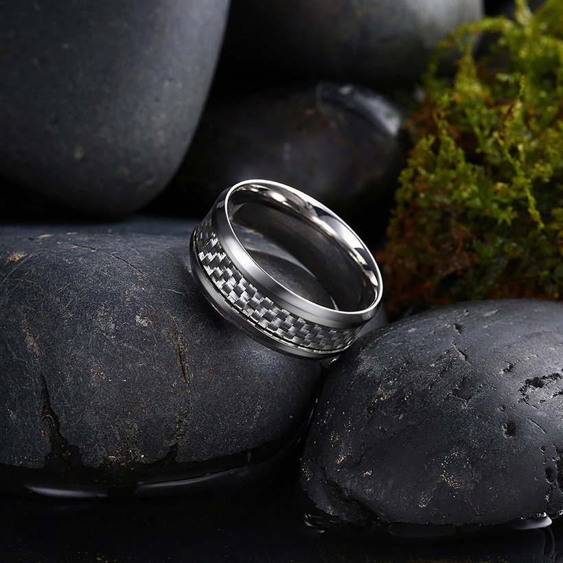 Wholesale Fashion Stainless Steel Woven pattern Ring for Men simple silver Rings with 3 colours availble Male Jewelry Accessories TGSTR156 3
