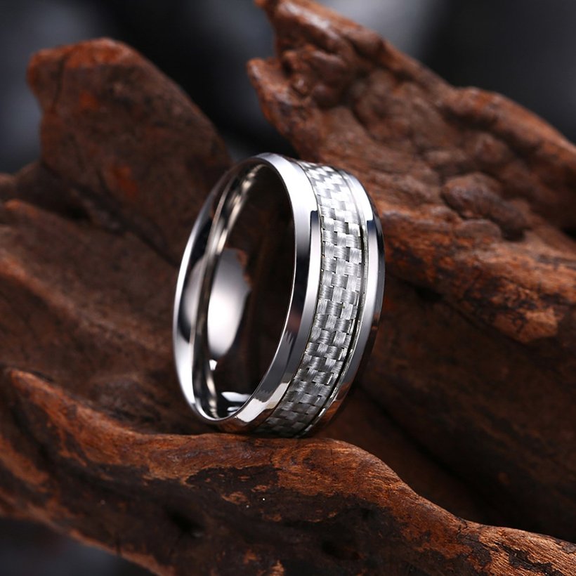 Wholesale Fashion Stainless Steel Woven pattern Ring for Men simple silver Rings with 3 colours availble Male Jewelry Accessories TGSTR156 4