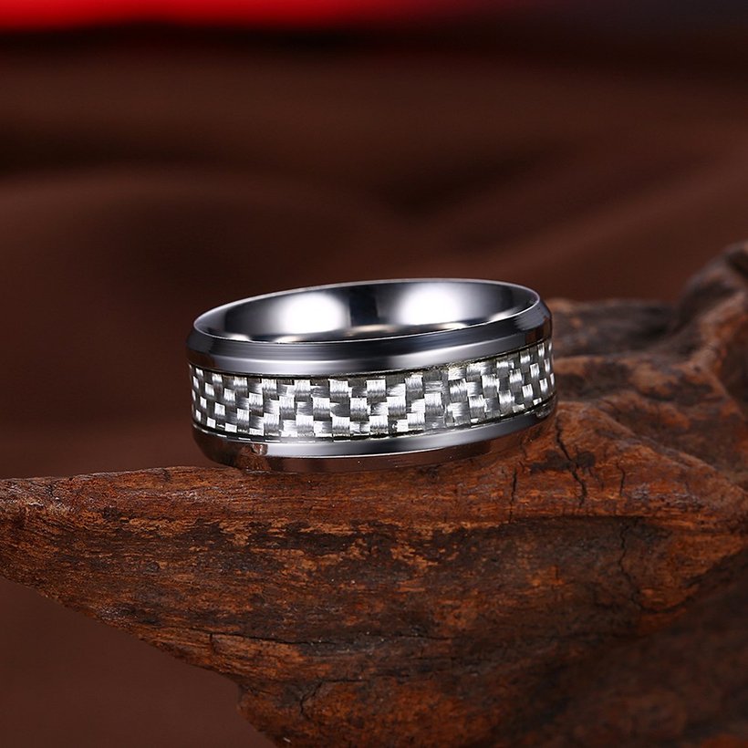 Wholesale Fashion Stainless Steel Woven pattern Ring for Men simple silver Rings with 3 colours availble Male Jewelry Accessories TGSTR156 5